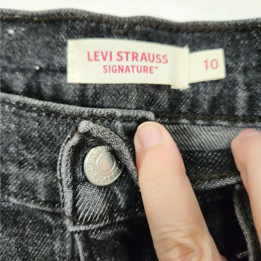 NWT Levi Strauss Signature Denim Maxi Skirt Mid Rise Stretch Charcoal Sz 10 - Picture 8 of 12